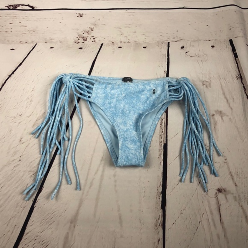 Aerie Blue Marble Fringe Bikini‎ Bottoms